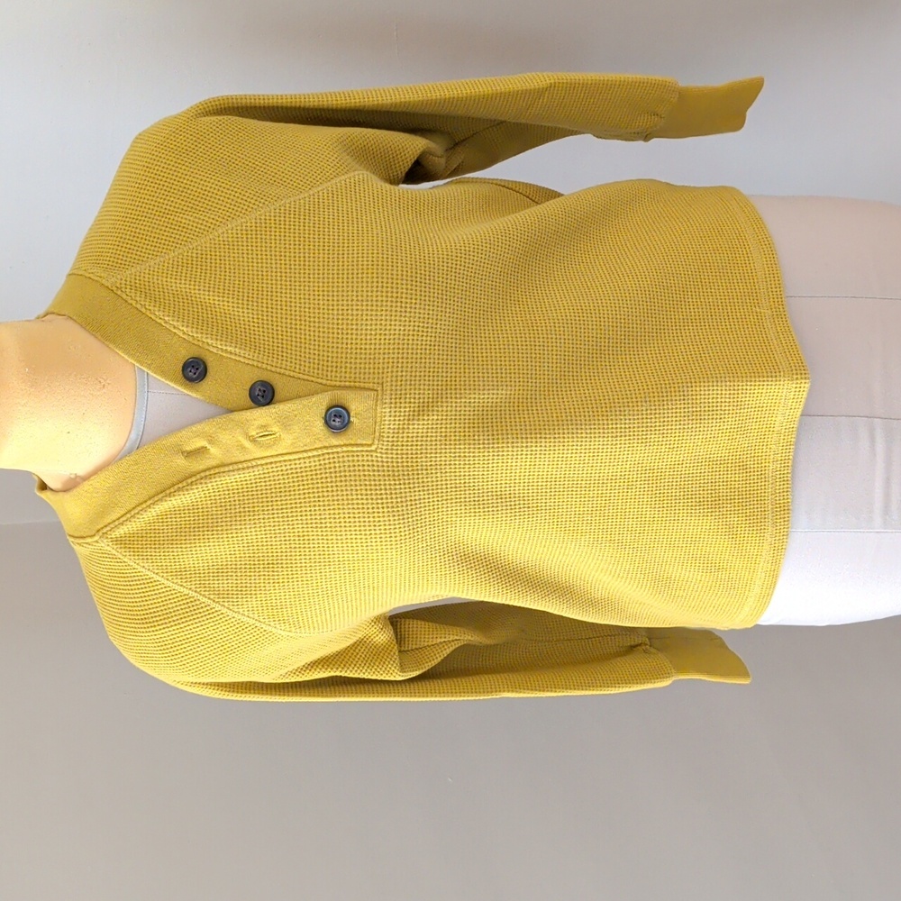 Madewell Mustard Cardigan with  Blue Button Detail